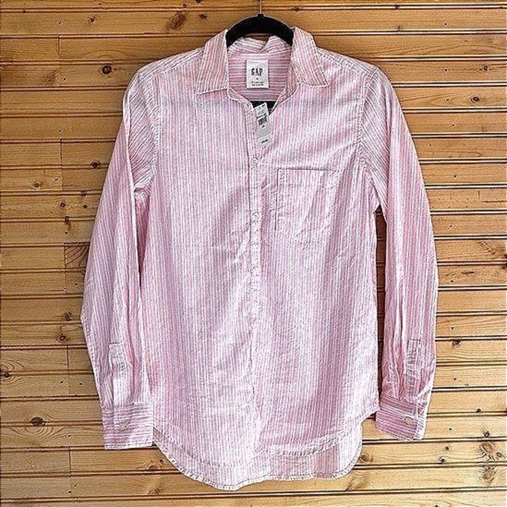 GAP Oxford Pink Striped Button Down NWT XS Preppy Collegiate Nonbinary Layer